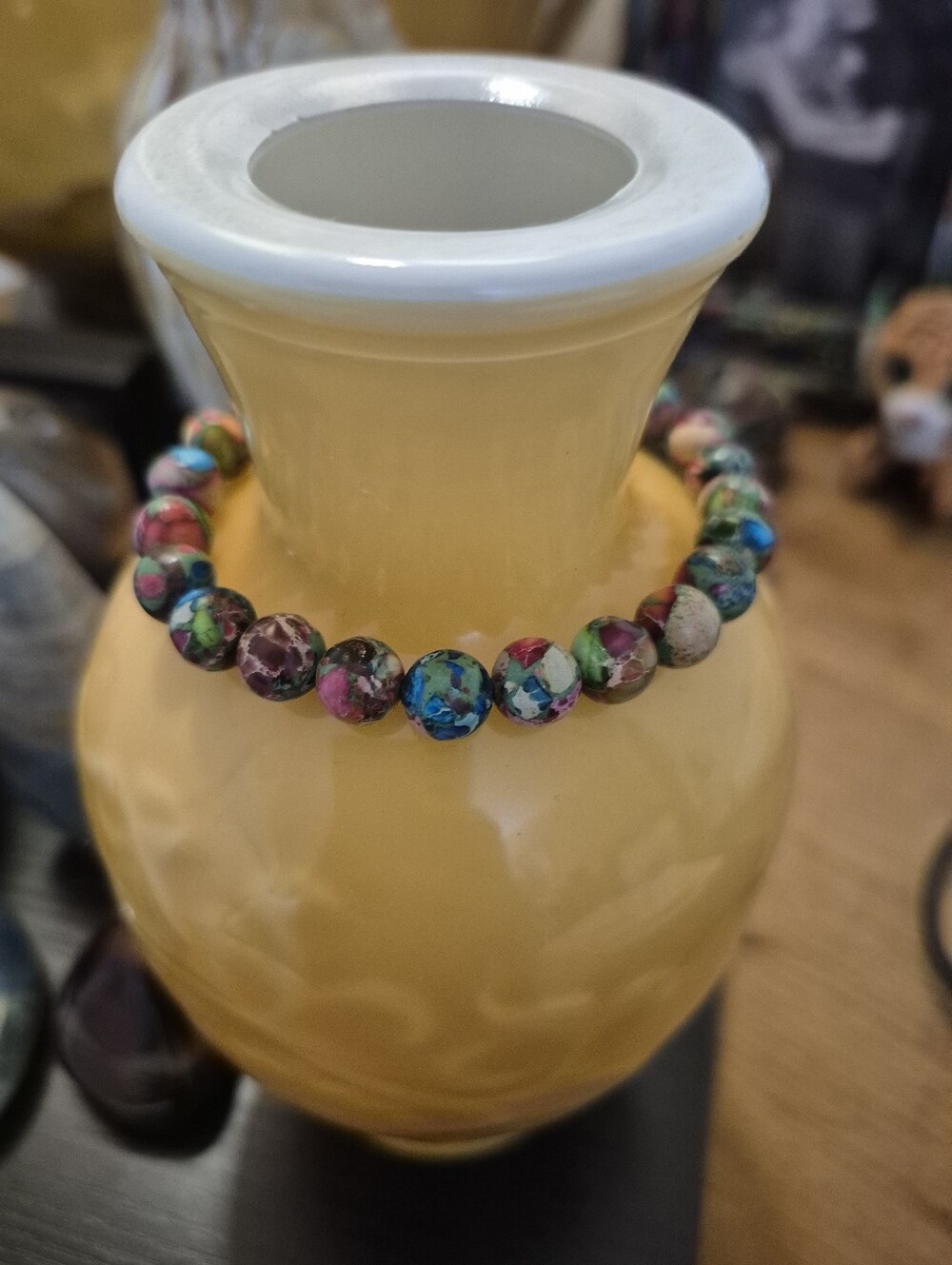 Boho-Fashionable Colorful Seashell Bracelet, 8mm Natural Stone Beaded Bracelet